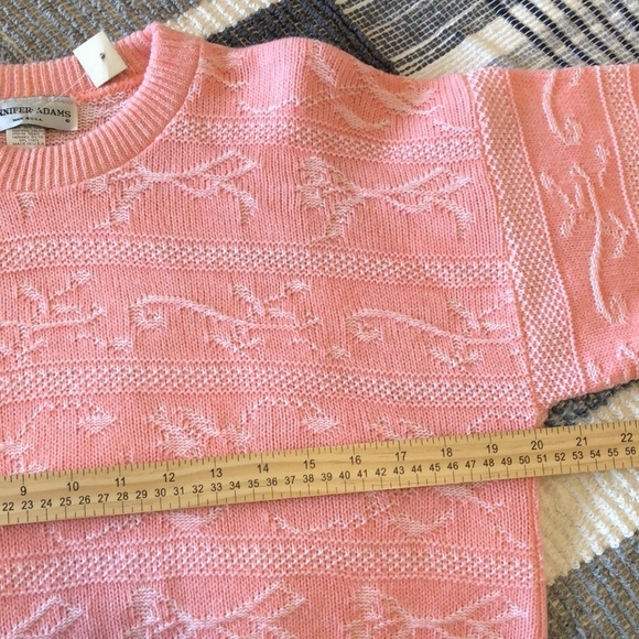 Vintage Jennifer Adams Womens Novelty Sweater Sz L Pink Bows Girlcore Cottage - Picture 6 of 7